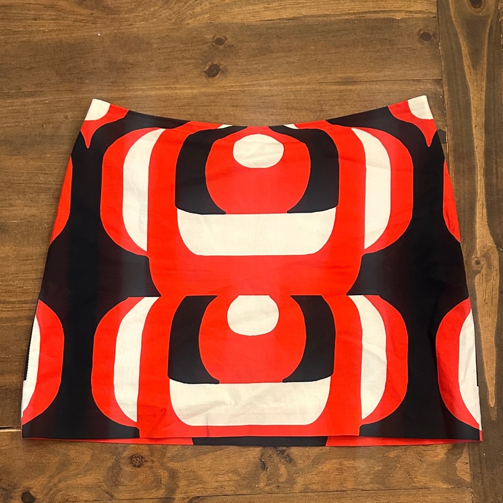 Milly Red and Navy Geometric Mini Skirt